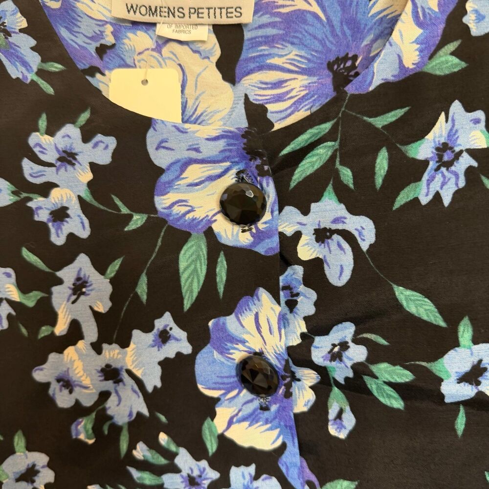 NWT vintage Tracy Richards 16 petite 2 piece blouse & skirt set floral blue - Picture 9 of 9